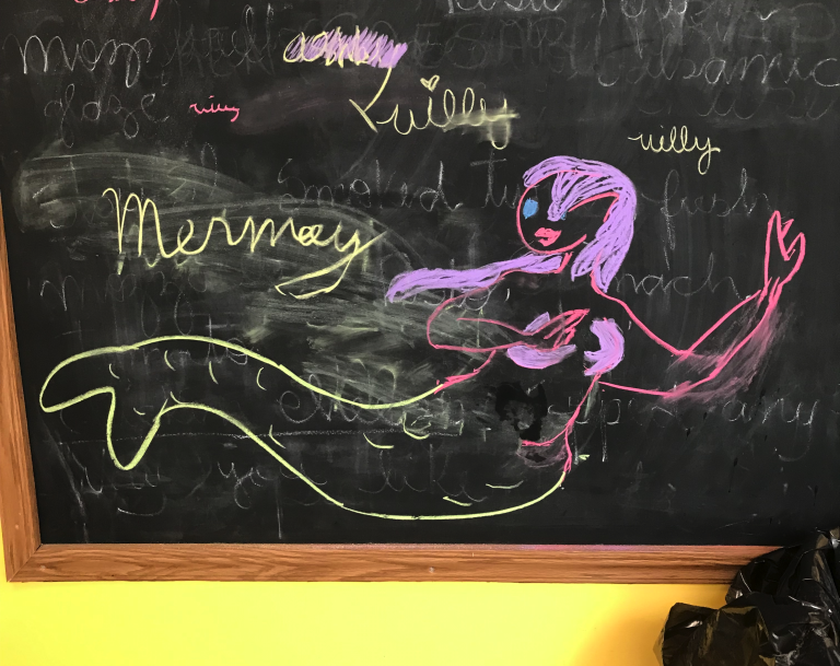 Mermaid sketch blackboard sketch of mermaid